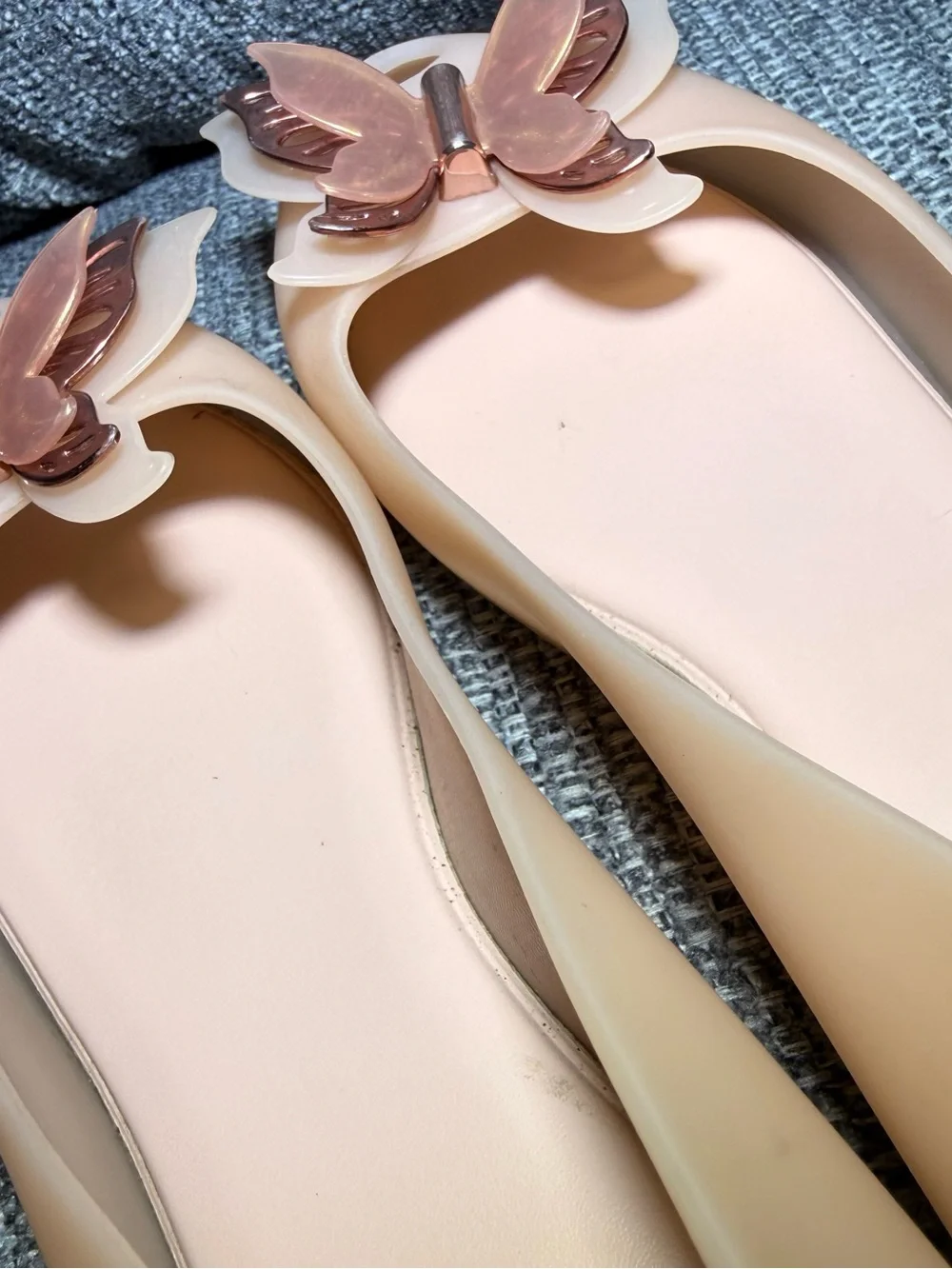 Mini Melissa Mel Dreamed rose Gold Butterfly Jelly Flats ballet Girls size 2